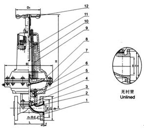 EG6B41W(無(wú)襯里)、EG6B41J(襯膠) 氣動(dòng)隔膜閥(常閉型)